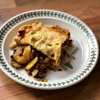Vegan lasagne with lentils and chard